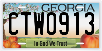 GA license plate CTW0913