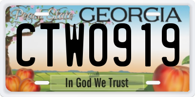 GA license plate CTW0919
