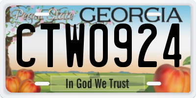 GA license plate CTW0924