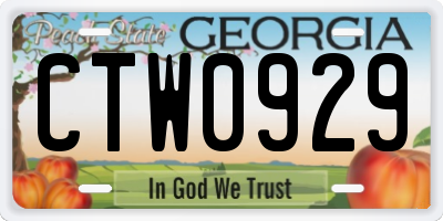GA license plate CTW0929