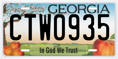 GA license plate CTW0935