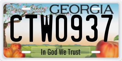 GA license plate CTW0937