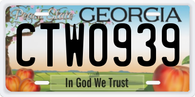 GA license plate CTW0939
