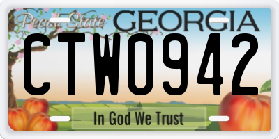 GA license plate CTW0942