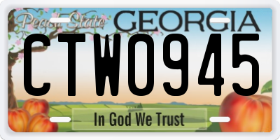 GA license plate CTW0945