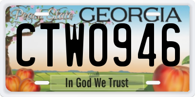 GA license plate CTW0946