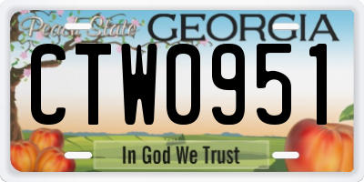 GA license plate CTW0951