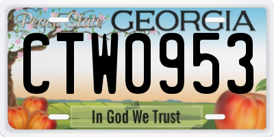 GA license plate CTW0953
