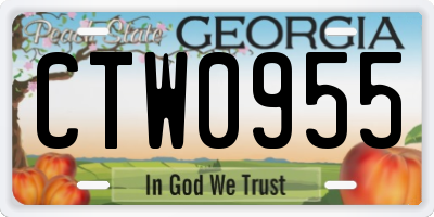 GA license plate CTW0955