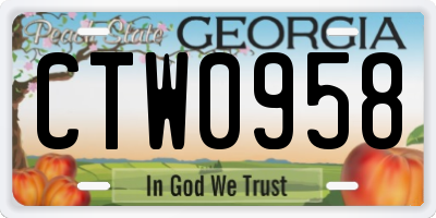 GA license plate CTW0958