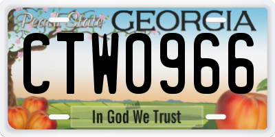 GA license plate CTW0966