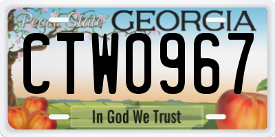 GA license plate CTW0967