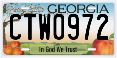 GA license plate CTW0972