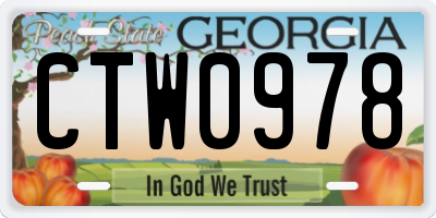 GA license plate CTW0978