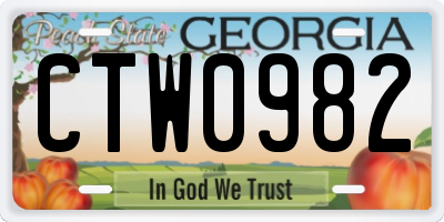 GA license plate CTW0982