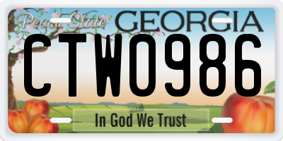 GA license plate CTW0986