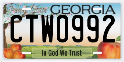 GA license plate CTW0992