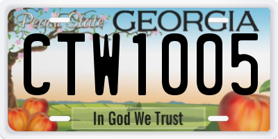 GA license plate CTW1005