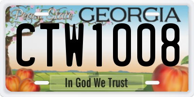GA license plate CTW1008