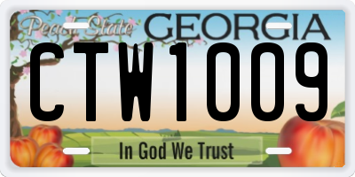 GA license plate CTW1009