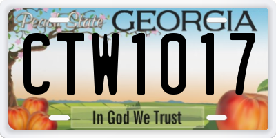 GA license plate CTW1017