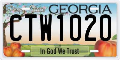 GA license plate CTW1020