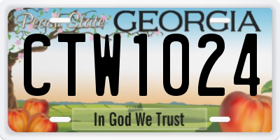 GA license plate CTW1024