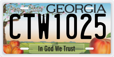 GA license plate CTW1025