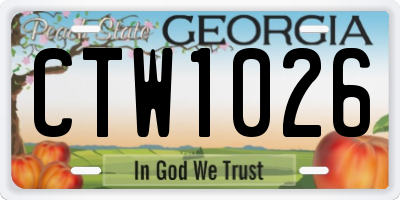 GA license plate CTW1026