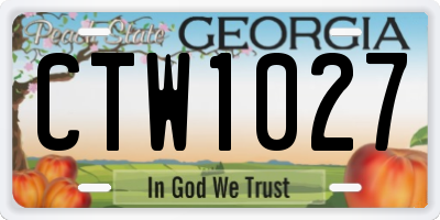 GA license plate CTW1027