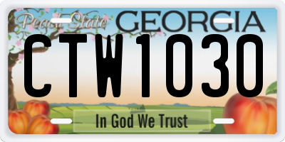 GA license plate CTW1030