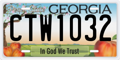 GA license plate CTW1032