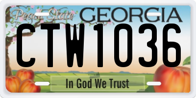 GA license plate CTW1036