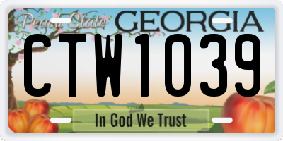 GA license plate CTW1039
