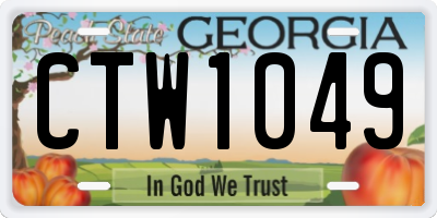 GA license plate CTW1049