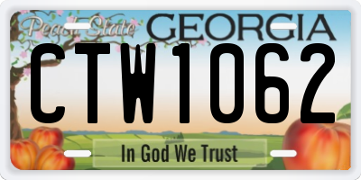 GA license plate CTW1062