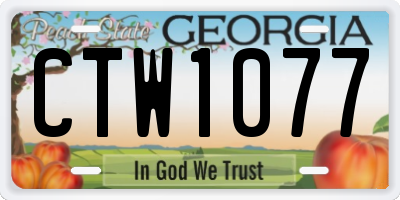 GA license plate CTW1077