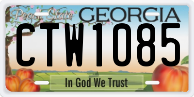 GA license plate CTW1085