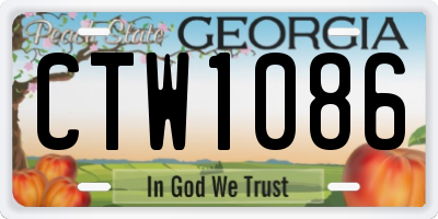 GA license plate CTW1086
