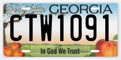 GA license plate CTW1091