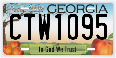 GA license plate CTW1095