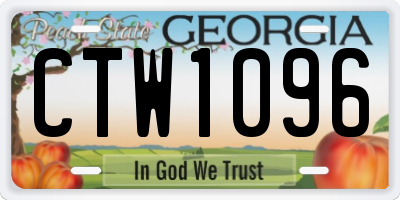 GA license plate CTW1096