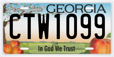GA license plate CTW1099