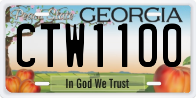 GA license plate CTW1100