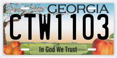 GA license plate CTW1103
