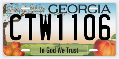 GA license plate CTW1106