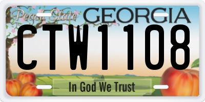 GA license plate CTW1108