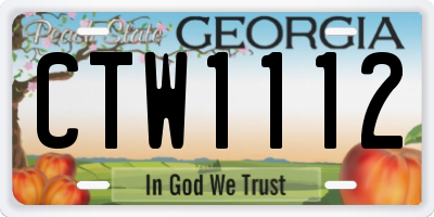 GA license plate CTW1112