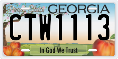 GA license plate CTW1113