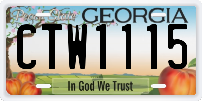 GA license plate CTW1115
